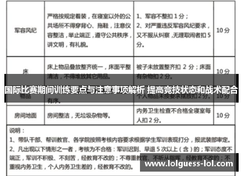 国际比赛期间训练要点与注意事项解析 提高竞技状态和战术配合
